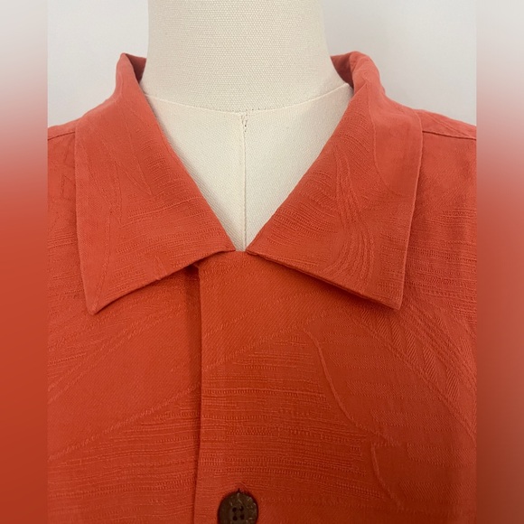 Tommy Bahama 100% Silk Hawaiian Style Short Sleeve Button Down Orange Size 3XT - Picture 5 of 10